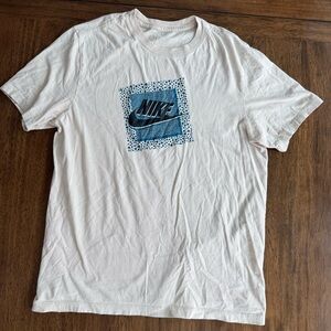 Nike Cream and Blue Graphic Tee